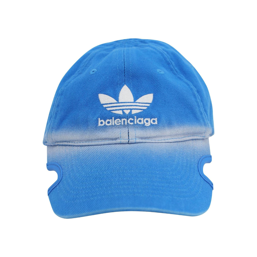 FW 22 Balenciaga x Adidas Distressed Trefoil Hat in Blue