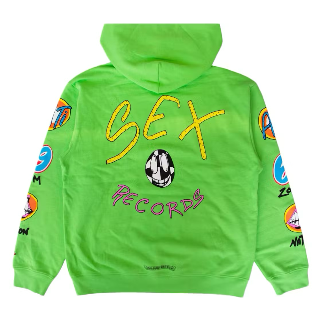 Chrome Hearts x Matty Boy “Sex Records” Lime Green Hoodie