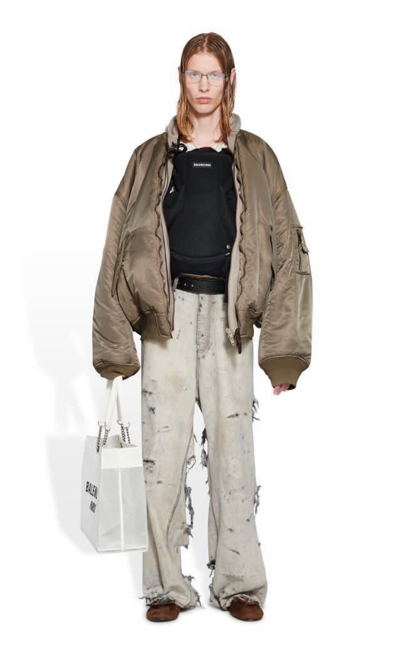 Balenciaga SS23 Mud Show Destroyed Denim in White