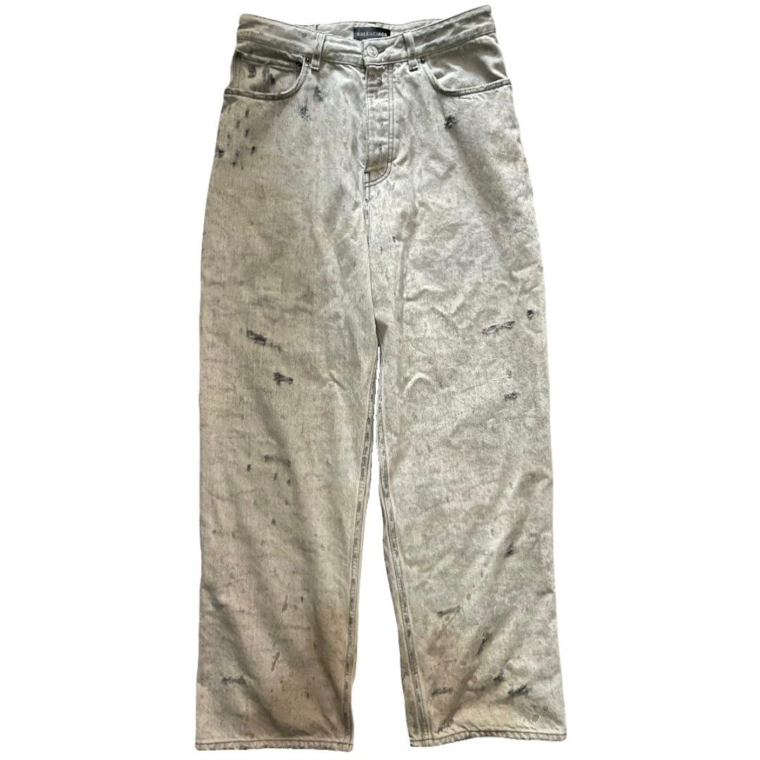 Balenciaga SS23 Mud Show Destroyed Denim in White
