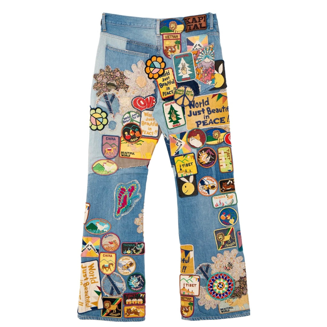 Kapital 12.5oz Denim 5P Flare “BEAUTIFUL WORLD” Jeans