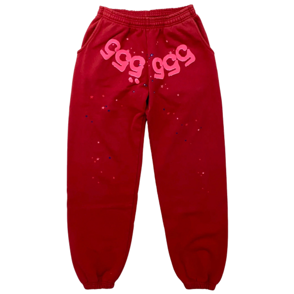 SP5DER Worldwide Angel Number 555 Sweatpants in Red