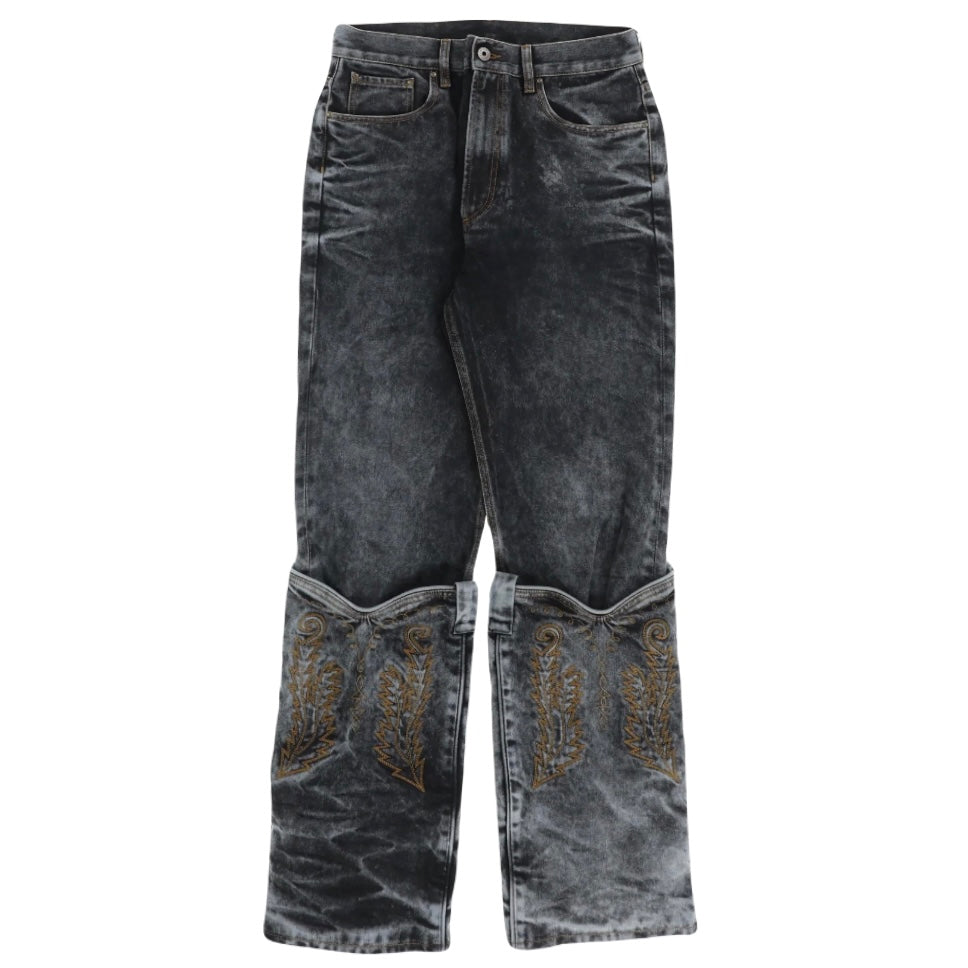 Y/Project Cowboy Low Cuff Jeans in Black Acid Wash – Penelope NYC