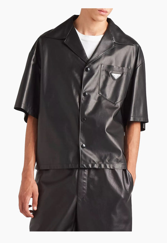 Prada Nappa Leather Bowling Shirt
