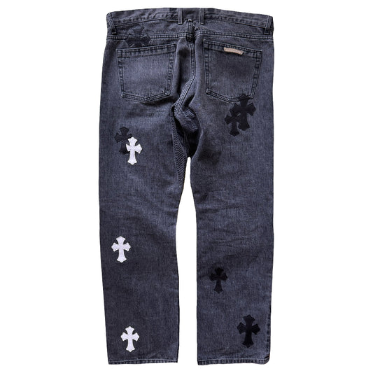 Chrome Hearts Cross Patch Fleur Knee Jeans