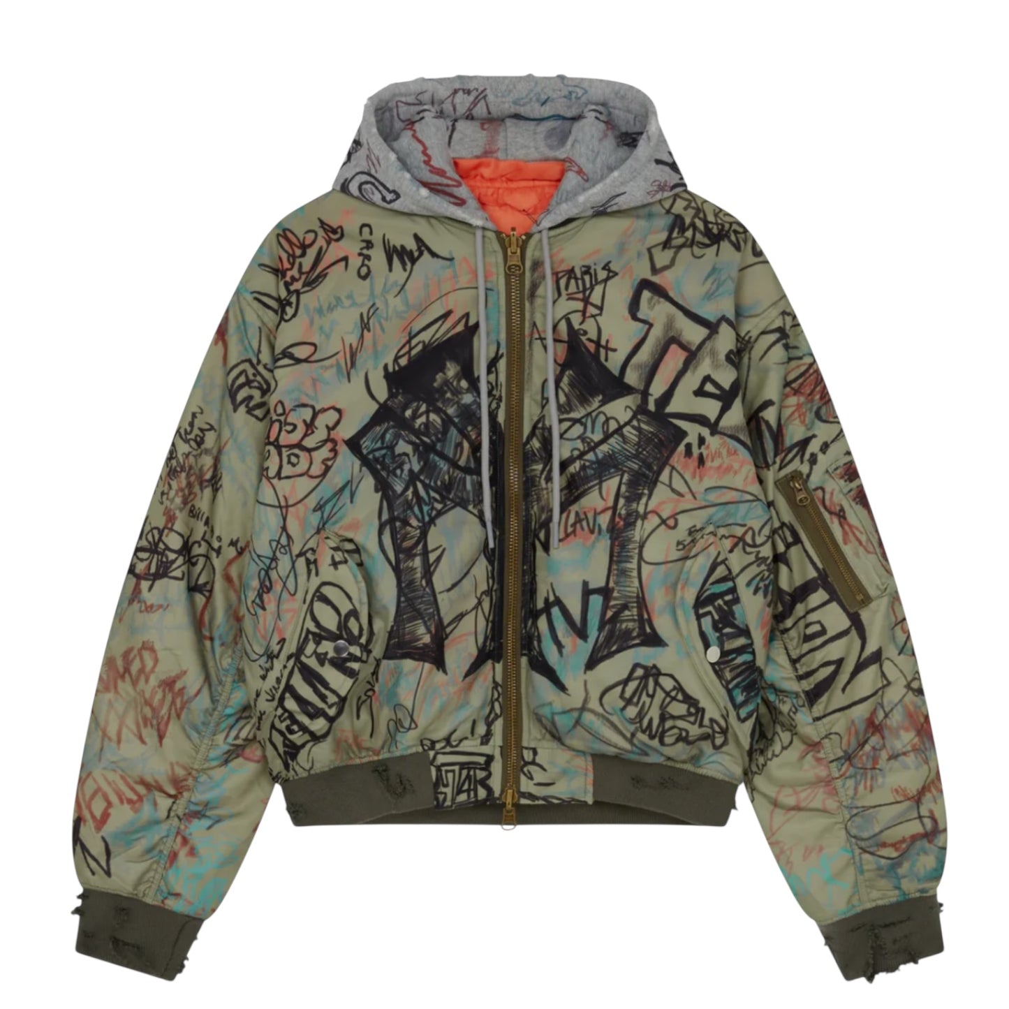 Mowalola FW25 Hooded Graffiti Bomber