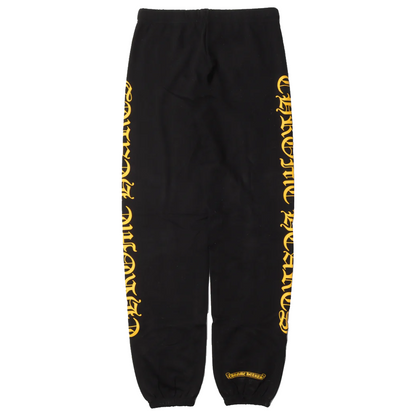 Chrome Hearts “Script” Sweatpants in Black/ Yellow