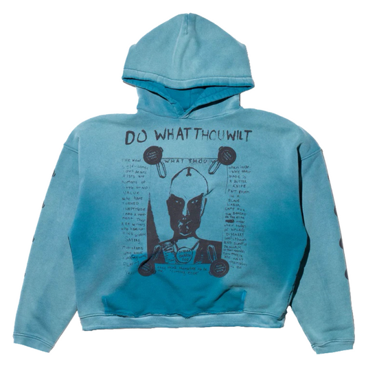 Enfants Riches Déprimés “Do What Thou Wilt” Hoodie in Sun Faded Teal