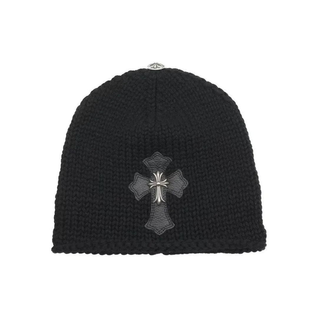 Chrome Hearts Cashmere Leather Cross Beanie