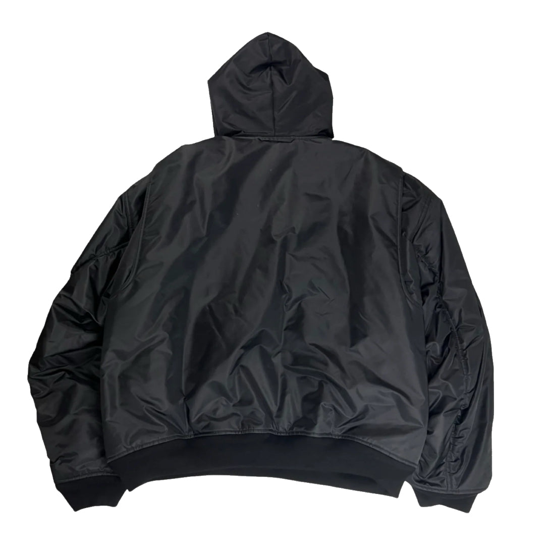 Sample Runway Balenciaga Nylon Hooded Bomber Jacket
