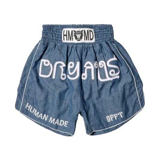Human Made “Dry Alls Muay Thai” Shorts in Blue Chambray