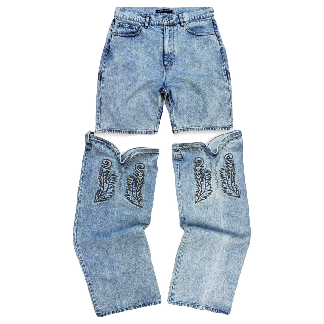 Y/Project Cowboy High Cuff Jeans in Blue